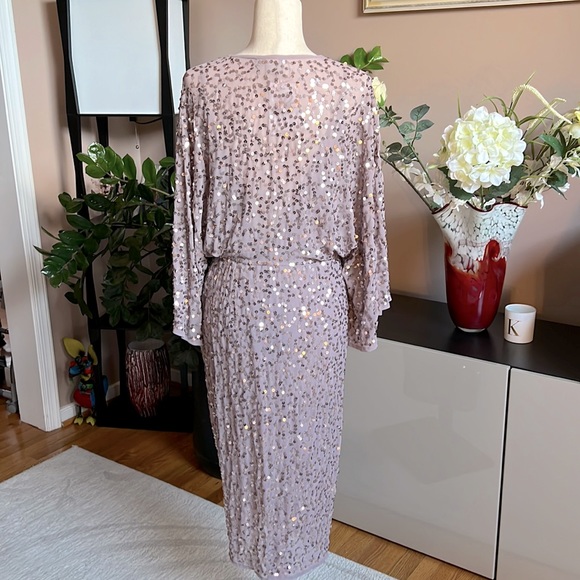 ASOS Design Kimono Plunge Embellished Midi Dress in Purple - Picture 3 of 8